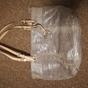 Michael Kors Gray Faux Snakeskin Tote